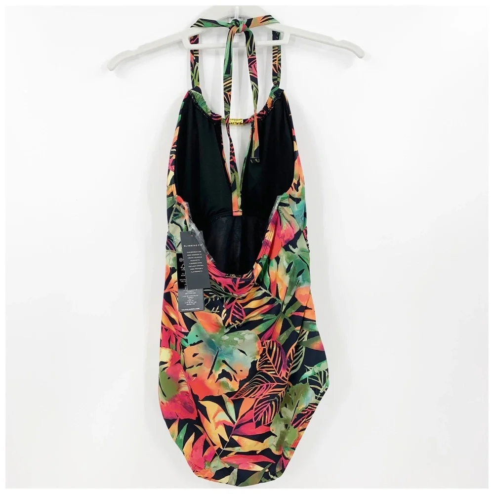 Lauren Ralph Lauren High-Neck Tummy Control One Piece in Midnight Tropic…